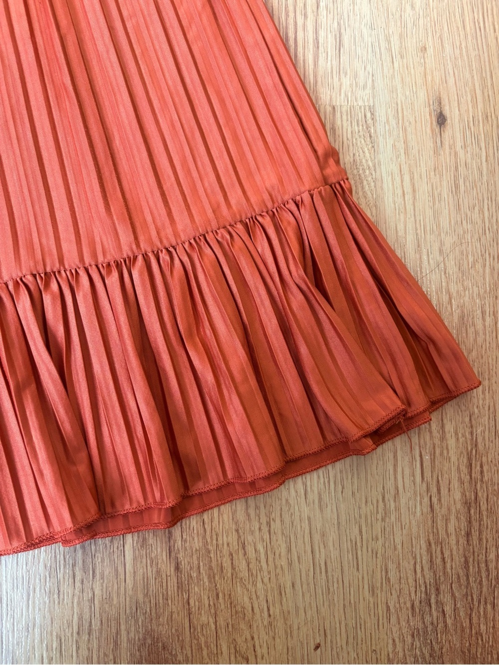 Zara Pleated Rust-Orange Mini Skirt - Small - Picture 3 of 6